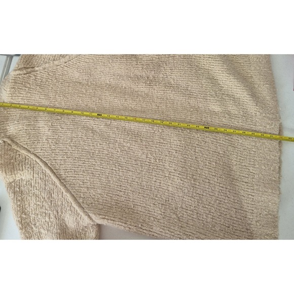 Free People Sweater Womens M Beige Wool Blend Chunky Fuzzy Long Cardigan - Picture 9 of 10